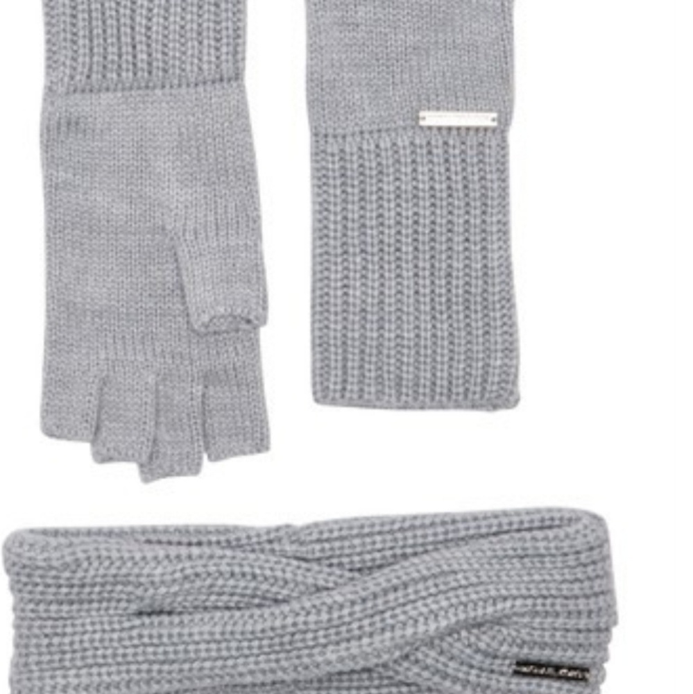 Michael Kors gray glove & headband set